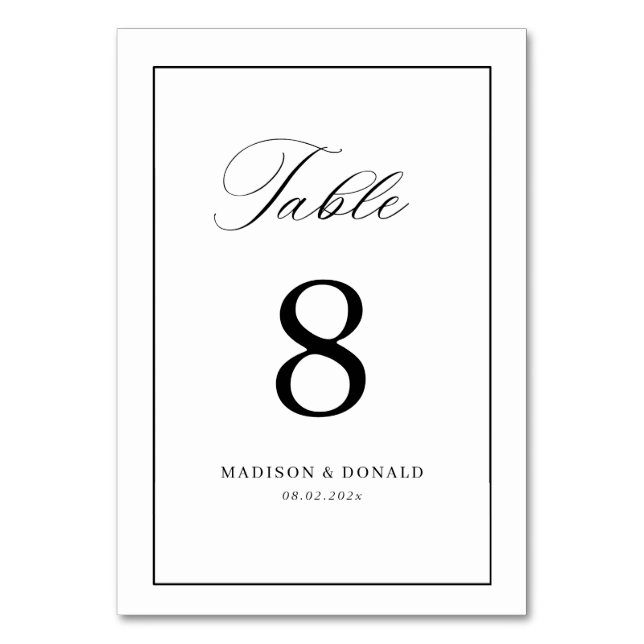 Numéro De Table Simple black frame calligraphy table number (Par défaut)