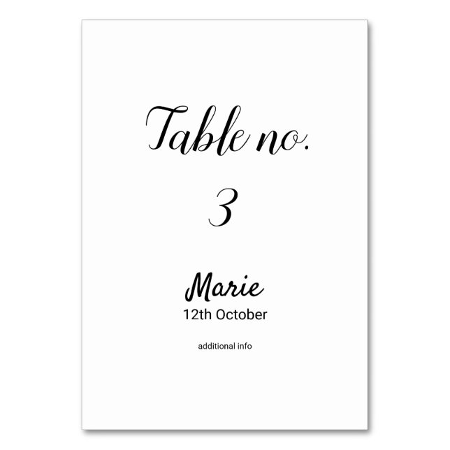 Numéro De Table simple blanc noir classique edi bat mitzvah (Par défaut)