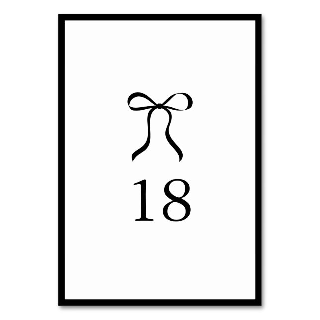 Numéro De Table Simple Bow Mariage Classique (Par défaut)