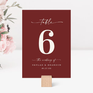 Numéro De Table Simple couleur solide vin foncé cannelle Mariage r