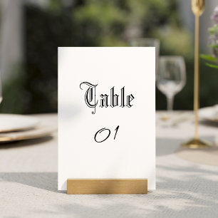 Numéro De Table Simple écriture rustique Mariage gothique noir