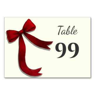 Numéro De Table Simple Elegant Minimalist Red Bow