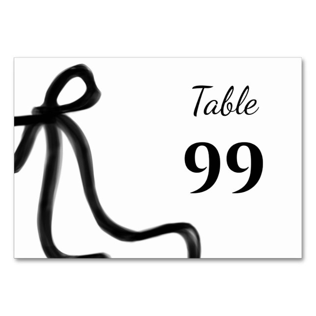 Numéro De Table Simple Elégant minimaliste Bow noir (Devant)