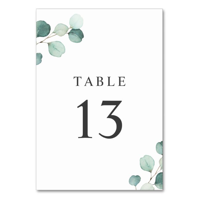 Numéro De Table Simple Elégant Verdure Rustique Eucalyptus Mariage (Par défaut)