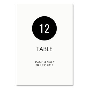 Numéro de table simple en cercle monochrome mariag