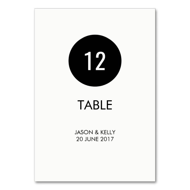 Numéro de table simple en cercle monochrome mariag (Par défaut)
