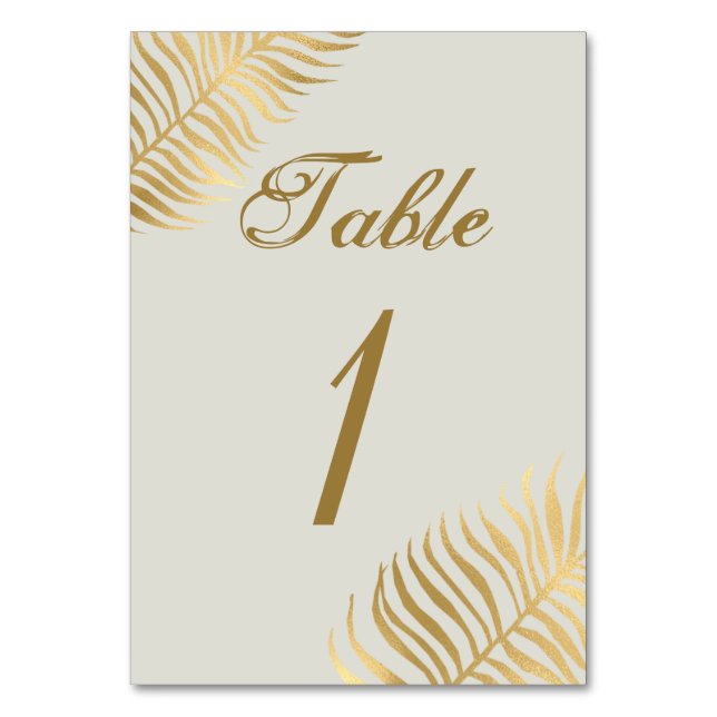 Numéro De Table Simple Golden Tropical Feuille Mariage (Par défaut)