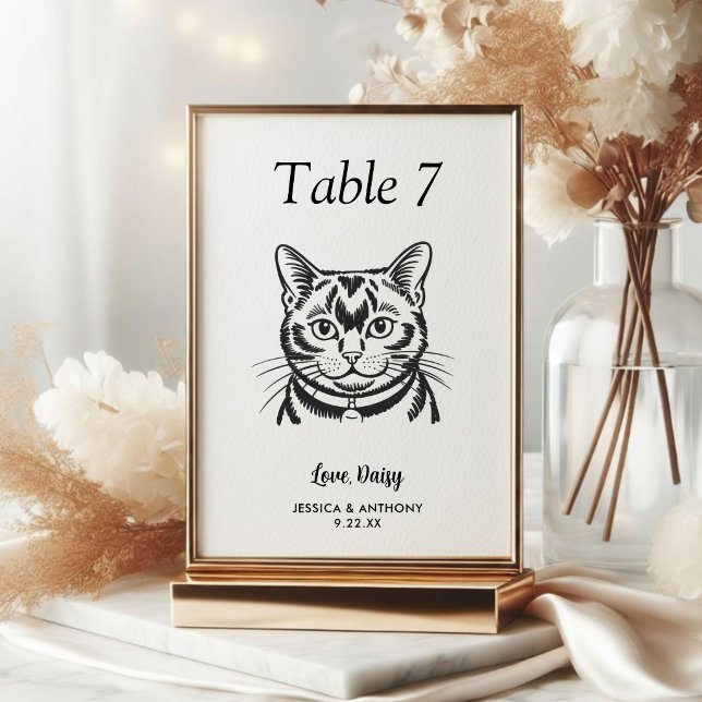 Numéro De Table Simple mariage de chat noir et blanc  (Créateur téléchargé)