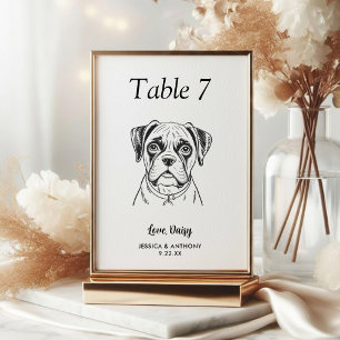 Numéro De Table Simple mariage de chien en noir et blanc
