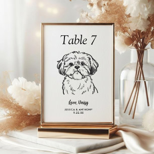 Numéro De Table Simple mariage de chien en noir et blanc