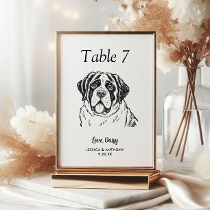 Numéro De Table Simple mariage de chien en noir et blanc 