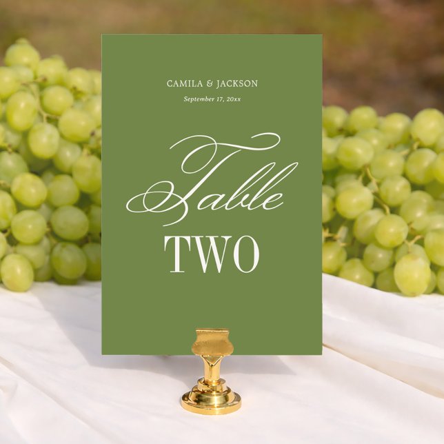 Numéro De Table Simple mariage vert olive  (Créateur téléchargé)
