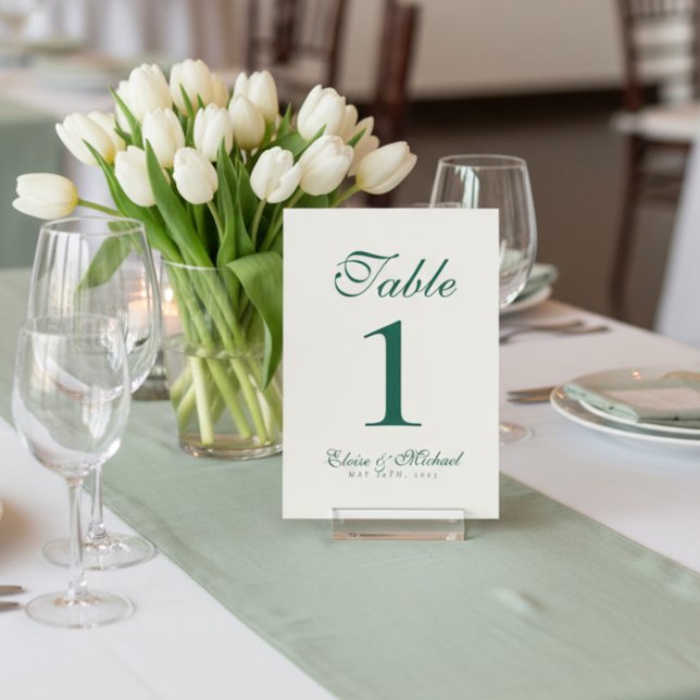 Numéro De Table Simple Modern Minimalist Sage Green Wedding (Guide guests to their seats in style with this Sage Green Wedding Table Number Sign!)