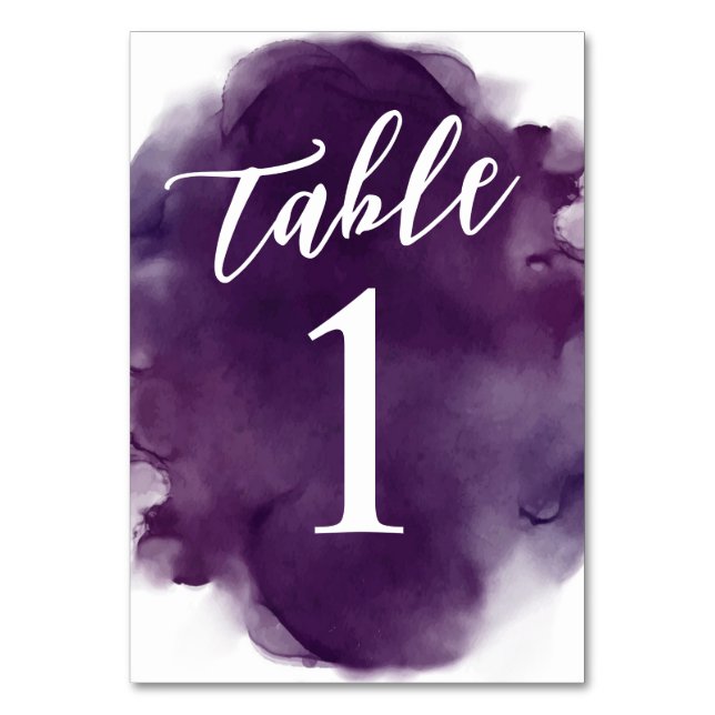 Numéro De Table Simple Moderne Aquarelle Violet Profond Prune (Par défaut)
