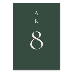 Numéro De Table Simple moderne Monogramme vert Mix Match Mariage