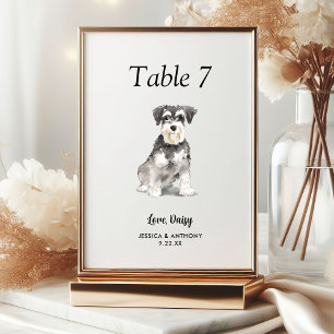 Numéro De Table Simple moderne Watercolor Mariage chien