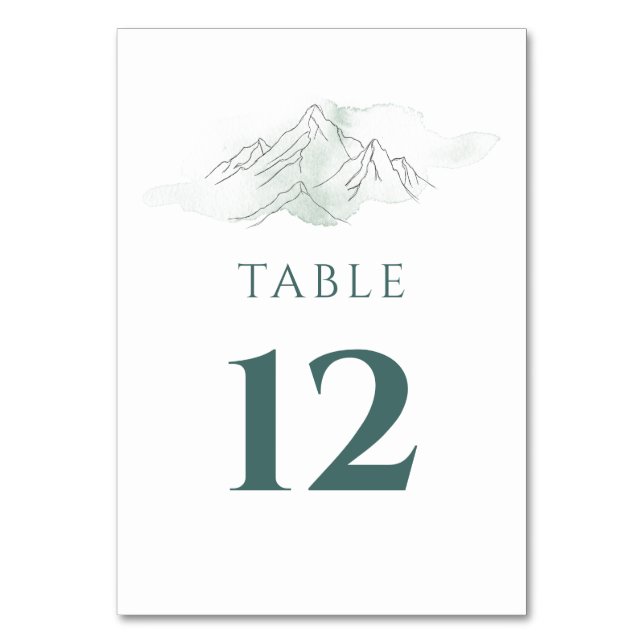 Numéro De Table Simple Mountain Rustic Green et Mariage blanc (Par défaut)