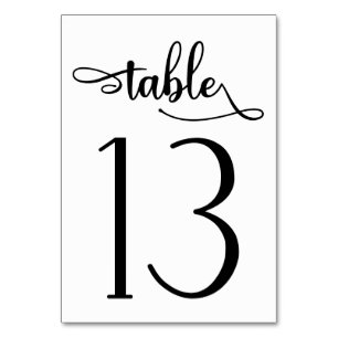 Numéro de table simple noir blanc 3,5x5 Tableau