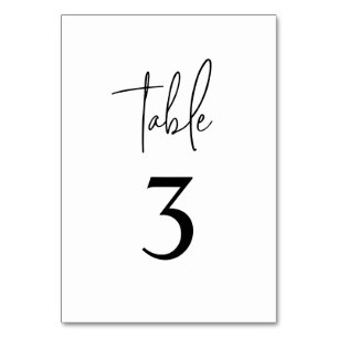 Numéro De Table Simple noir blanc moderne minimaliste Numéro de ta