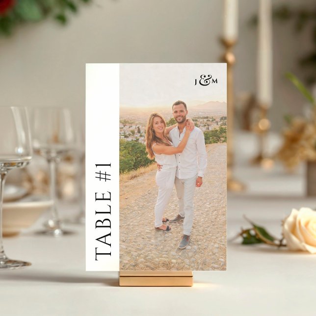 Numéro De Table Simple Photo Monogram Wedding (Créateur téléchargé)