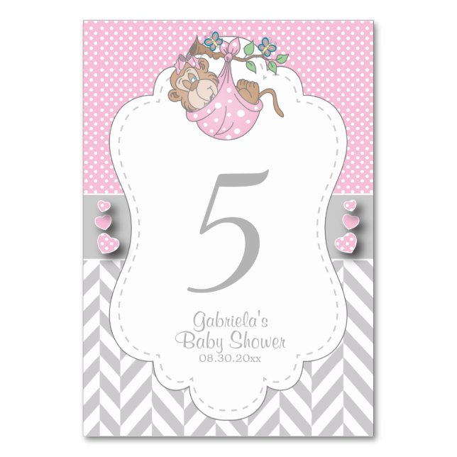 Numéro De Table Singe rose, blanc et gris - Numéros de tableau (Par défaut)