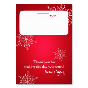 Numéro De Table Snowflakes Red 2 Sein Card