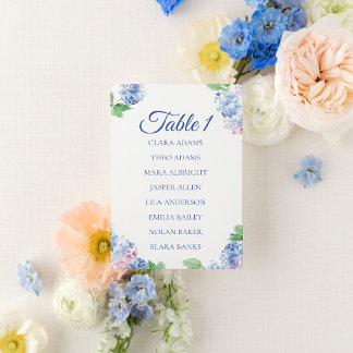Numéro De Table Soft Blue Hydrangea Wedding Seating Chart Card