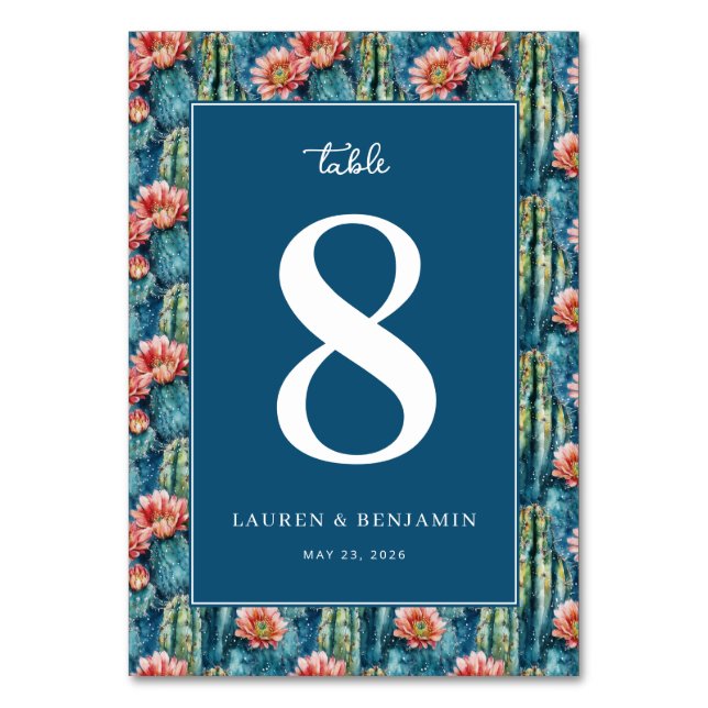 Numéro De Table Sophisticated Navy Cactus Floral (Par défaut)