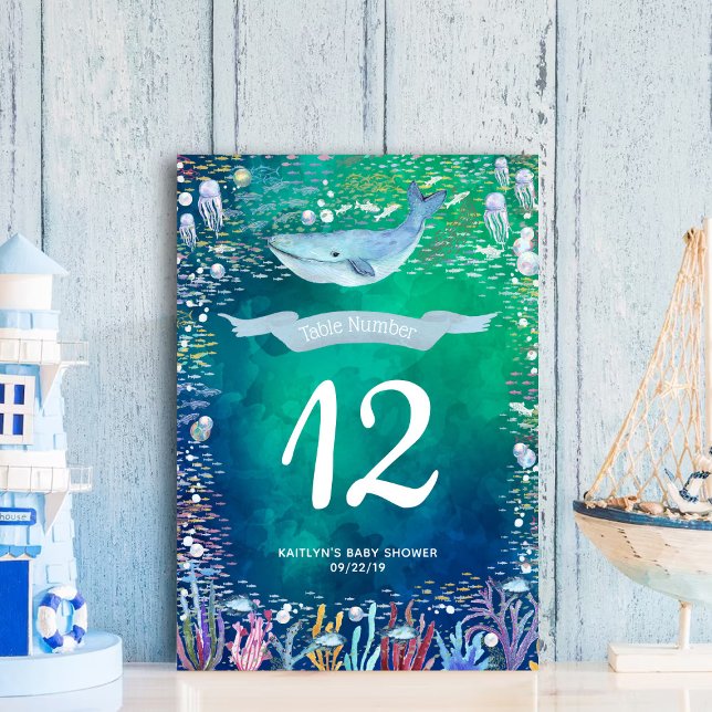Numéro De Table Sous La Fête À Thème Océan Marin (Créateur téléchargé)