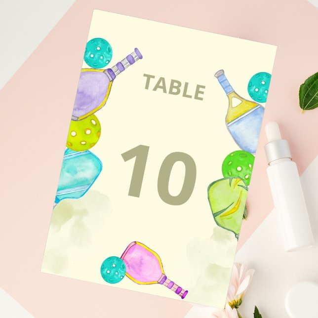 Numéro De Table Sports Aquarelle Aquarelle Pickleball Mariage à th (Créateur téléchargé)