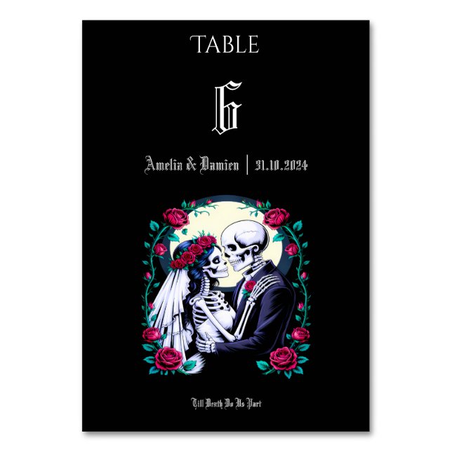 Numéro De Table Squelette gothique Lune jusqu'à la mort Mariage fl (Par défaut)
