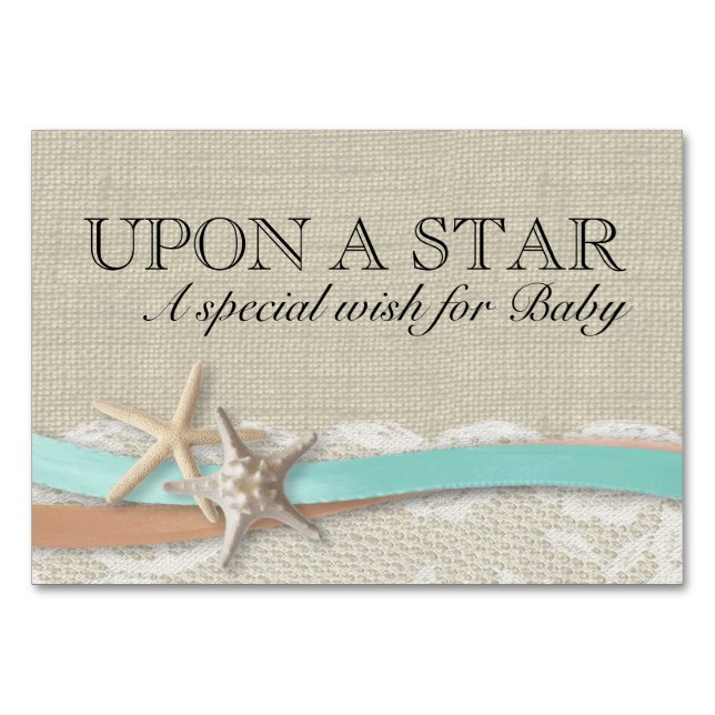Numéro De Table Starfish and Ribbon Wish For Baby (Devant)