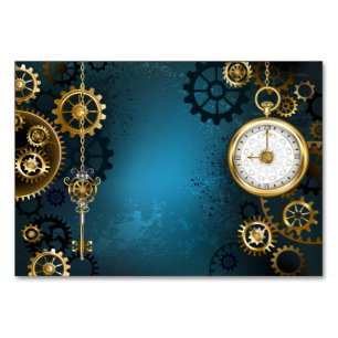 Numéro De Table Steampunk Arrière - plan turquoise avec Gears