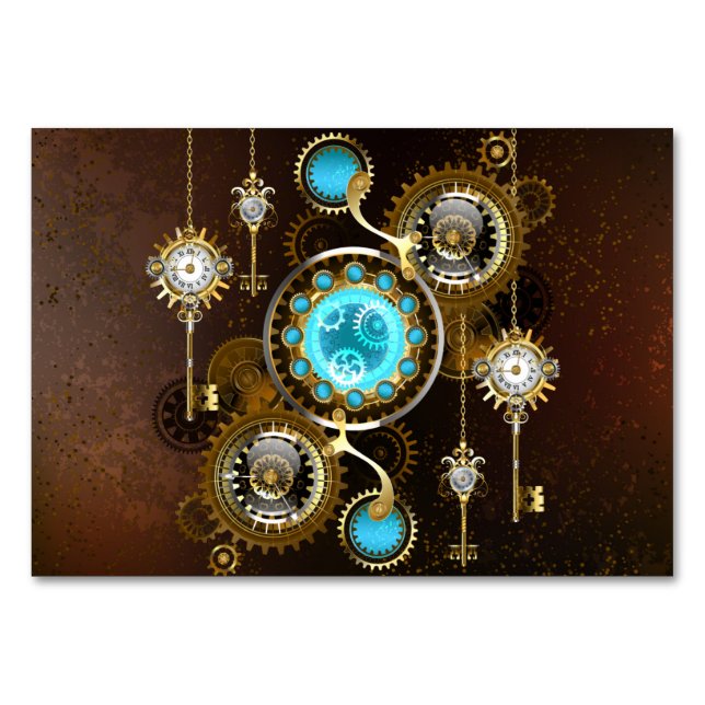 Numéro De Table Steampunk Rusty Background (Devant)