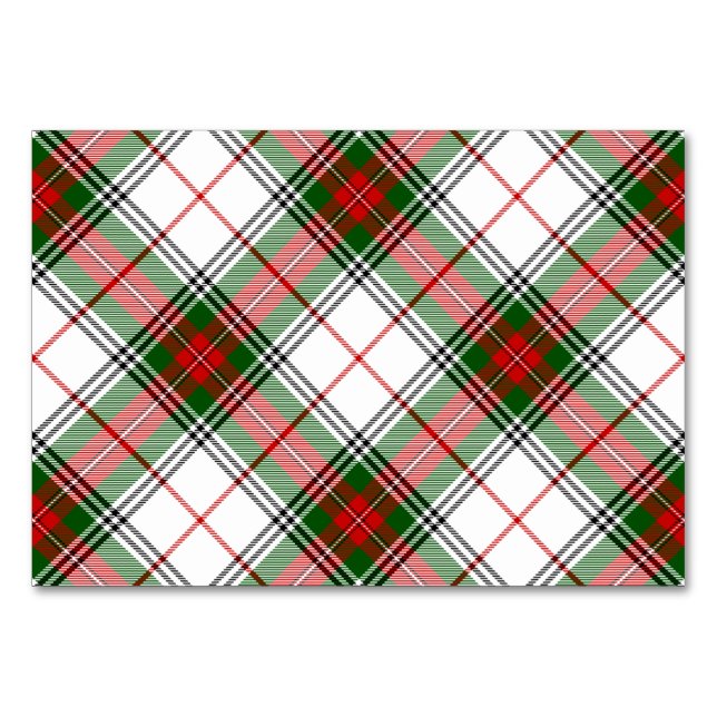 Numéro De Table Stuart / Stewart tartan blanc rouge vert plaid (Devant)