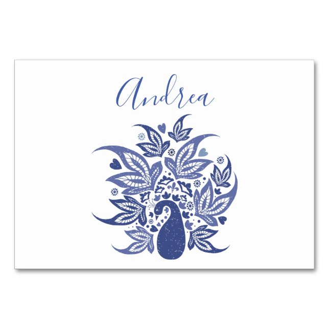 Numéro De Table Style Bohème Bleu Peacock (Devant)