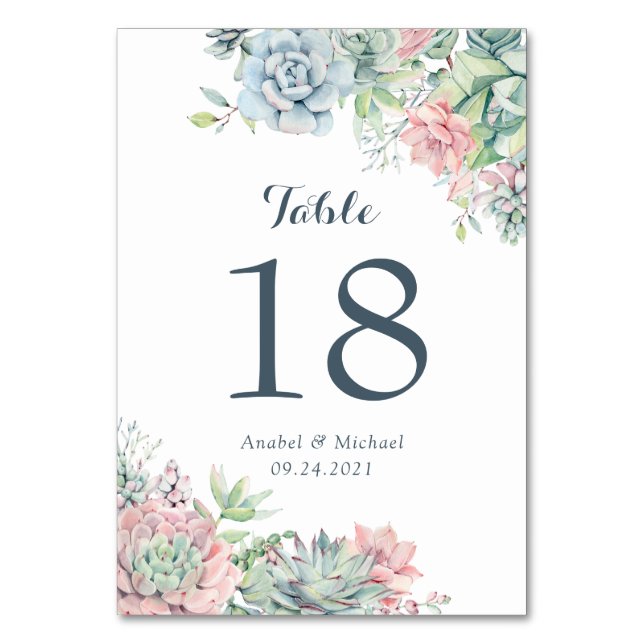 Numéro De Table Succulents Blush Floral Green Mariage (Par défaut)