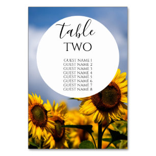Numéro De Table Sunflower Blue Sky Rustic Mariage Nom des invités