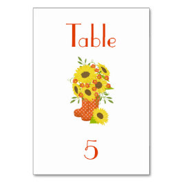 Numéro De Table Sunflower Charme rustique