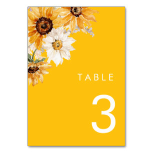 Numéro De Table Sunshine tournesol Mariage moderne