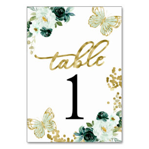 Numéro De Table Sweet 16 Papillon floral vert