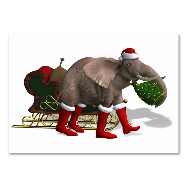 Numéro De Table Sweet Santa Claus Elephant (Devant)