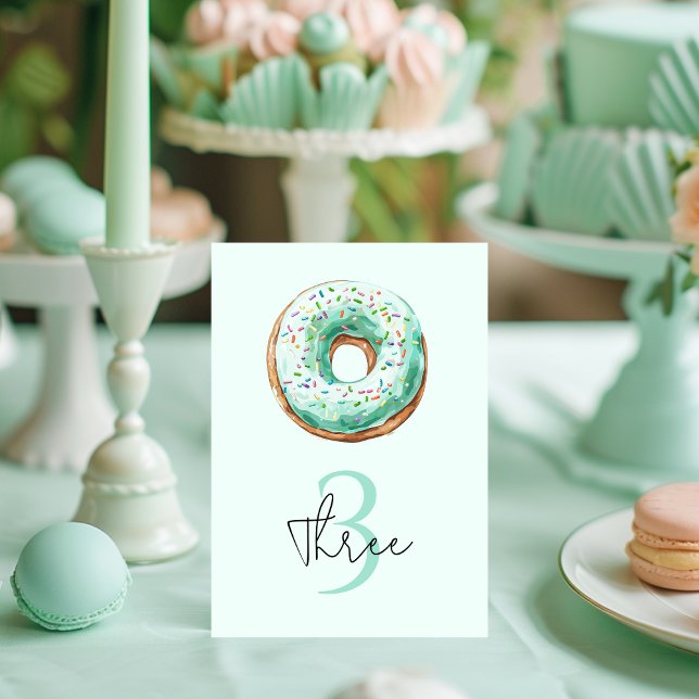 Numéro De Table Sweet Time Pastel Green Donut Anniversaire (Créateur téléchargé)