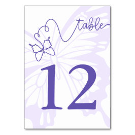 Numéro De Table Symbole de mariage romantique Lilac Butterfly Gard