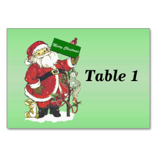 Numéro De Table Symbole de Noël du Père Noël Animaux mignons Joyeu