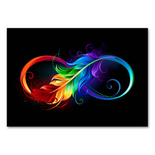 Numéro De Table Symbole d'infini avec plume arc-en-ciel