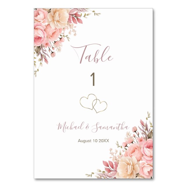 Numéro De Table SYMBOLE Élégant Rose rose et ivoire (Par défaut)