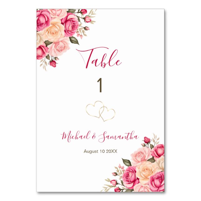Numéro De Table SYMBOLE Élégant Rose rose et ivoire de Fucia (Par défaut)