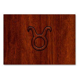 Numéro De Table Symbole Taurus Zodiac en Mahogany Style imprimé