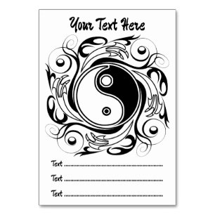 Numéro De Table Symbole Yin & Yang noir et blanc de style tatouage